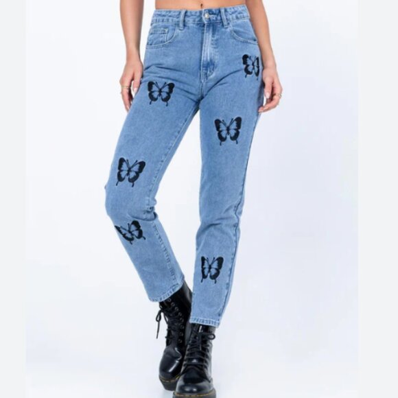 Light blue straight leg stretch Butterfly Jean Front and Back--XL--407 - Picture 1 of 6